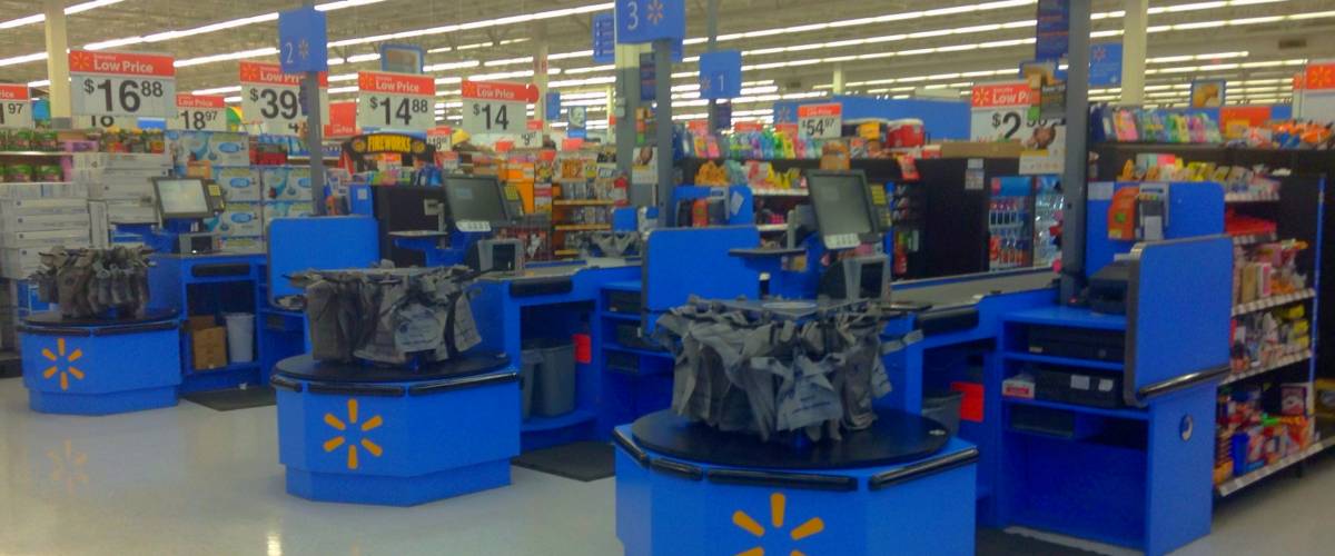 The inside of a Walmart store