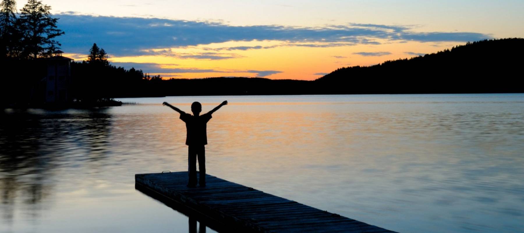 Rejoicing on a cottage dock