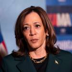 Democratic presidential nominee, Vice President Kamala Harris, answers questions from the press before a town hall.