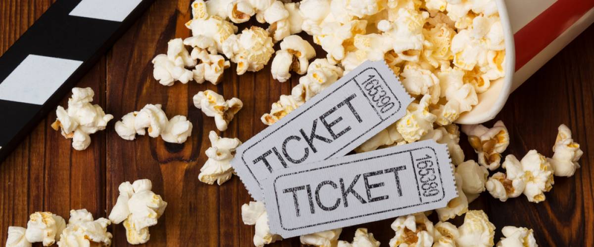 Movie tickets and popcorn
