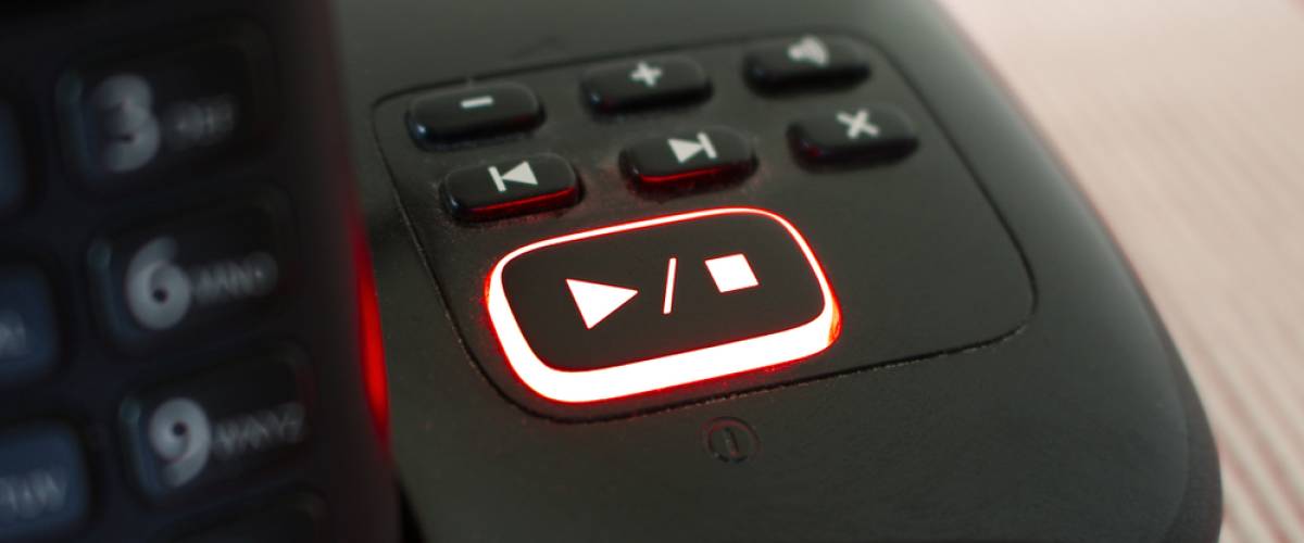 play/stop button on a telephone answer message system