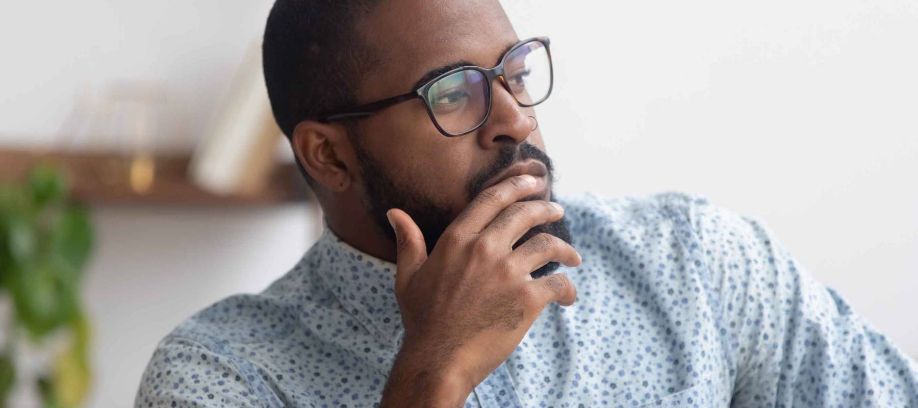 African-American man being pensive