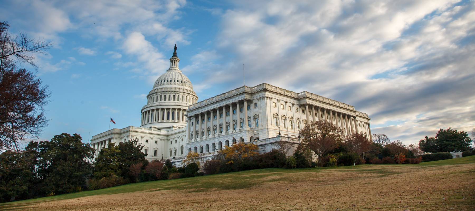 US Capitol from House side with sky.