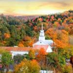 Panoramic view of Topsham village in Vermont