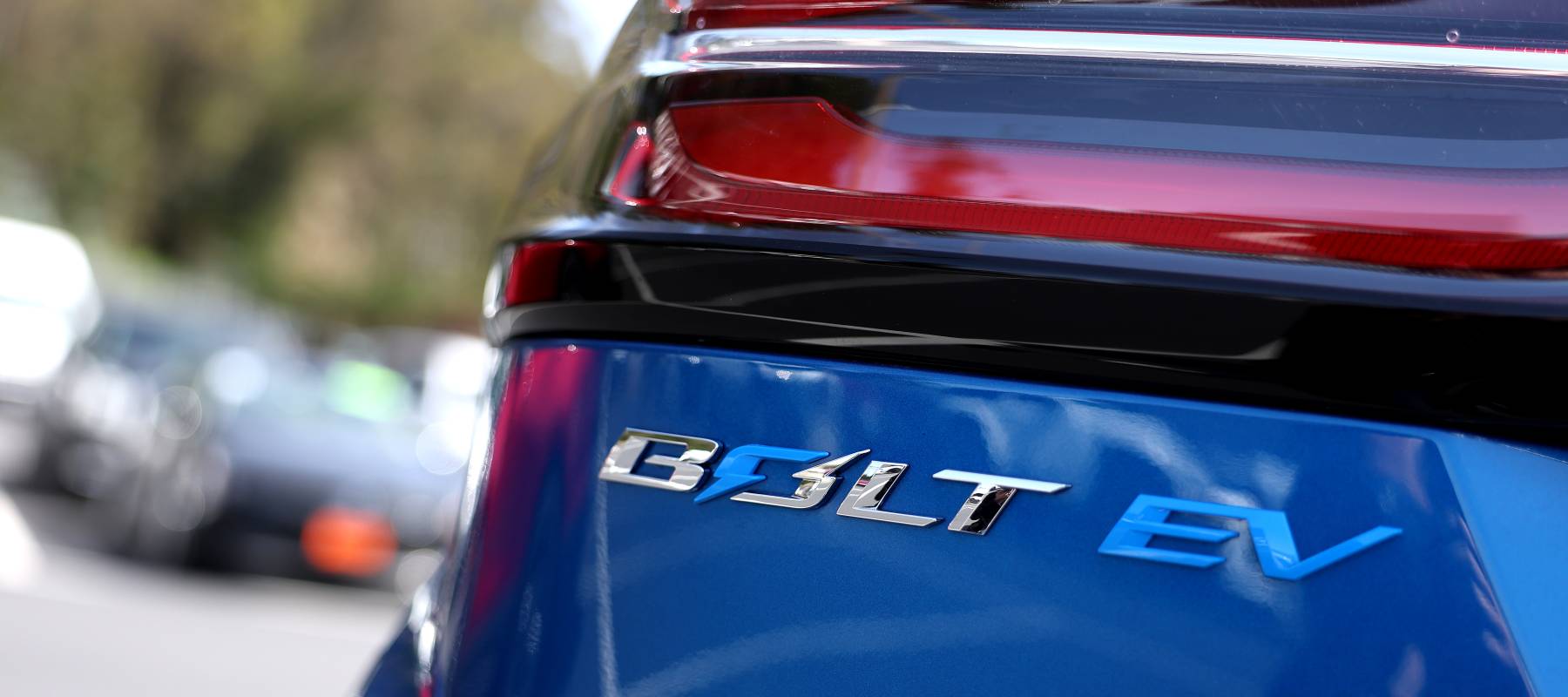 A Chevrolet Bolt sits on a sales lot at Stewart Chevrolet in Colma, California, April 25, 2023.