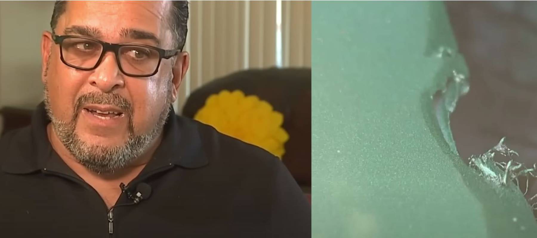 Joe Then and his damaged green car