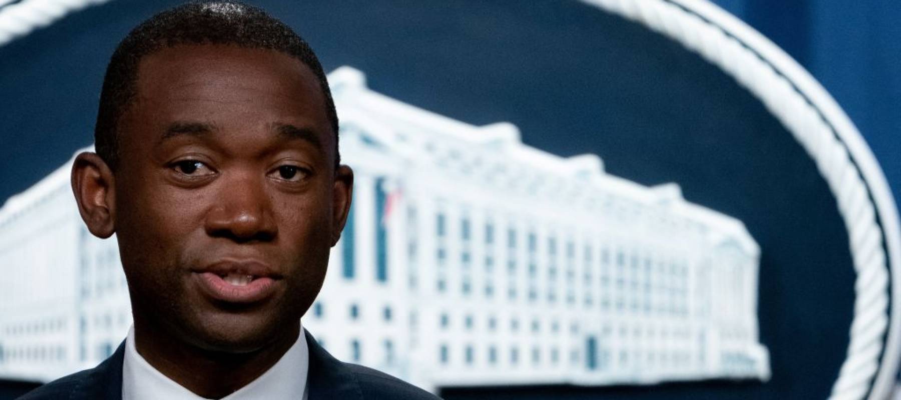 Wally Adeyemo speaks during a press conference in Washington, D.C.