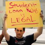 Protesters rally for student debt relief at the US Supreme Court.