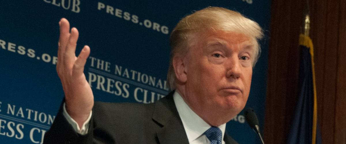 WASHINGTON - MAY 27, 2014 - Real estate mogul Donald Trump speaks to a luncheon at the National Press Club.