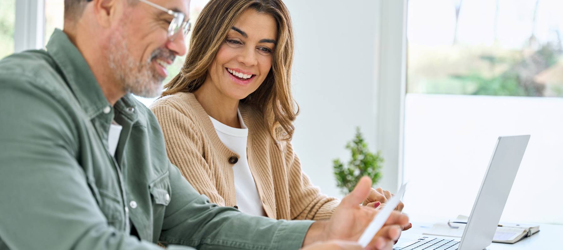 Couple talking about their finances