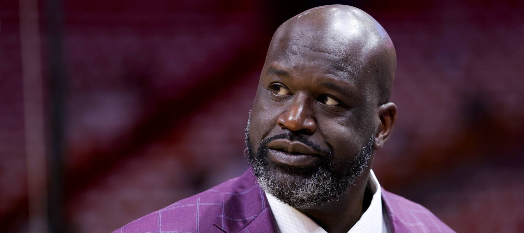 Shaquille O'Neal prior to a game between the Boston Celtics and Miami Heat in Miami, Florida, May 21, 2023.