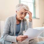 Senior women looking at paperwork with a worried expression