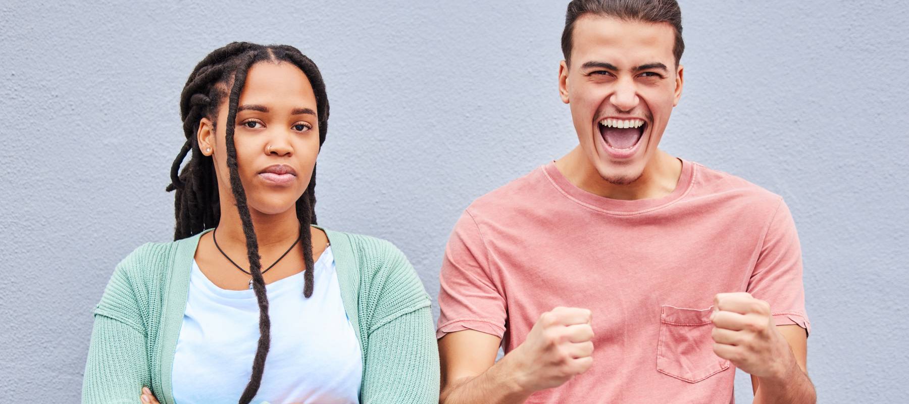 One person is happy and the other is sad