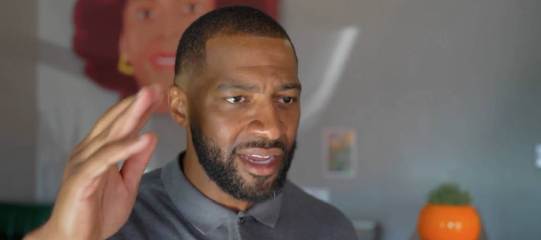 A man talks to a reporter in his Kansas City juice shop.