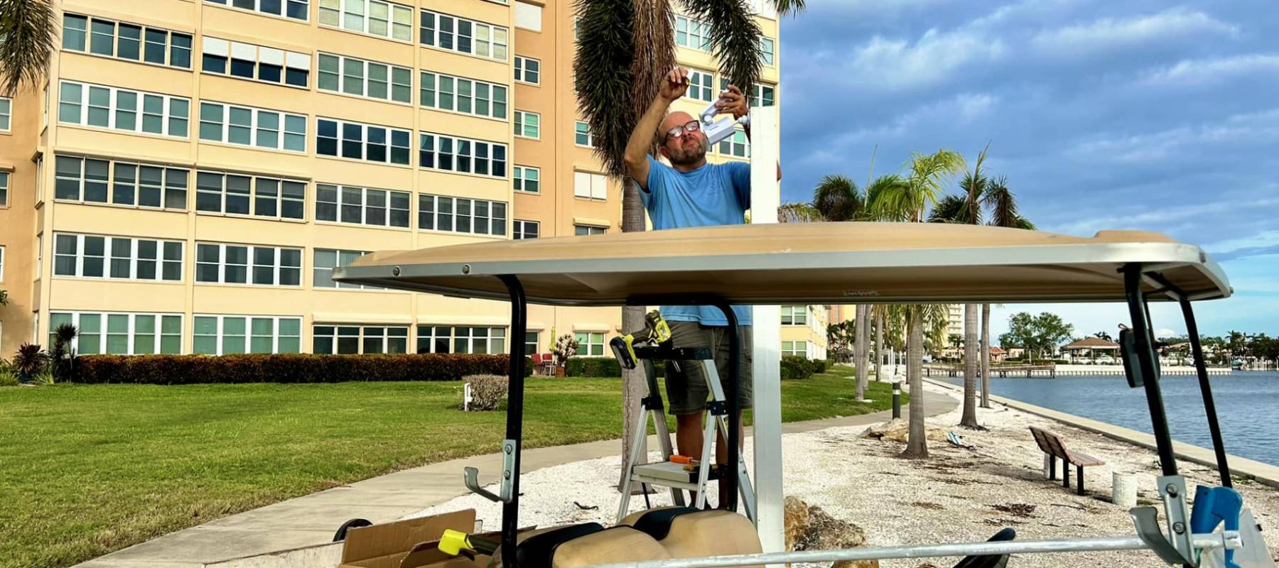 Repairs being done post hurricane at Point Brittany