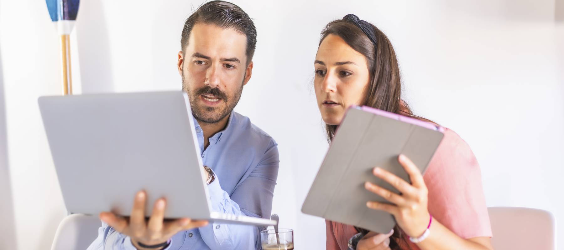 Husband and wife looking at a computer