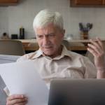 Frustrated man looking at bills