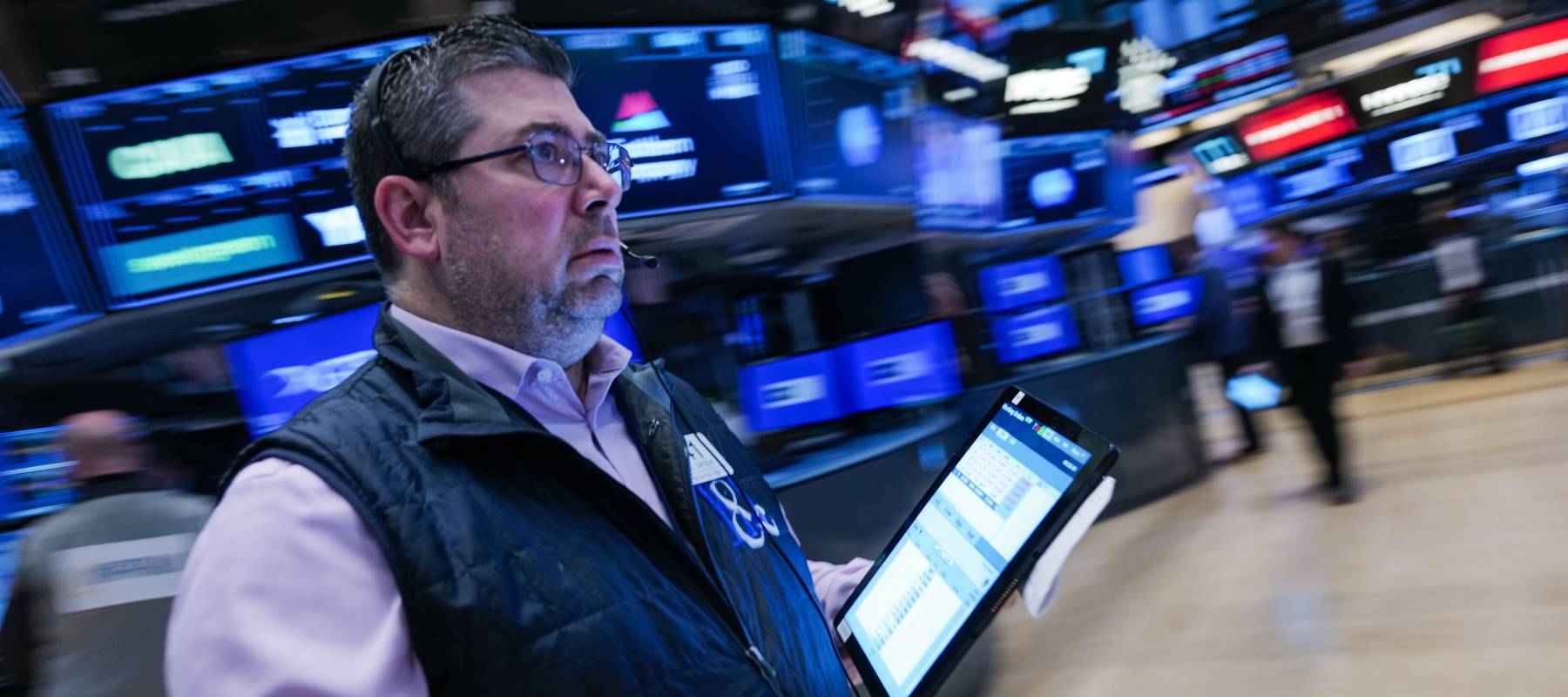 Traders work on the floor of the New York Stock Exchange in New York City. March 7, 2025.