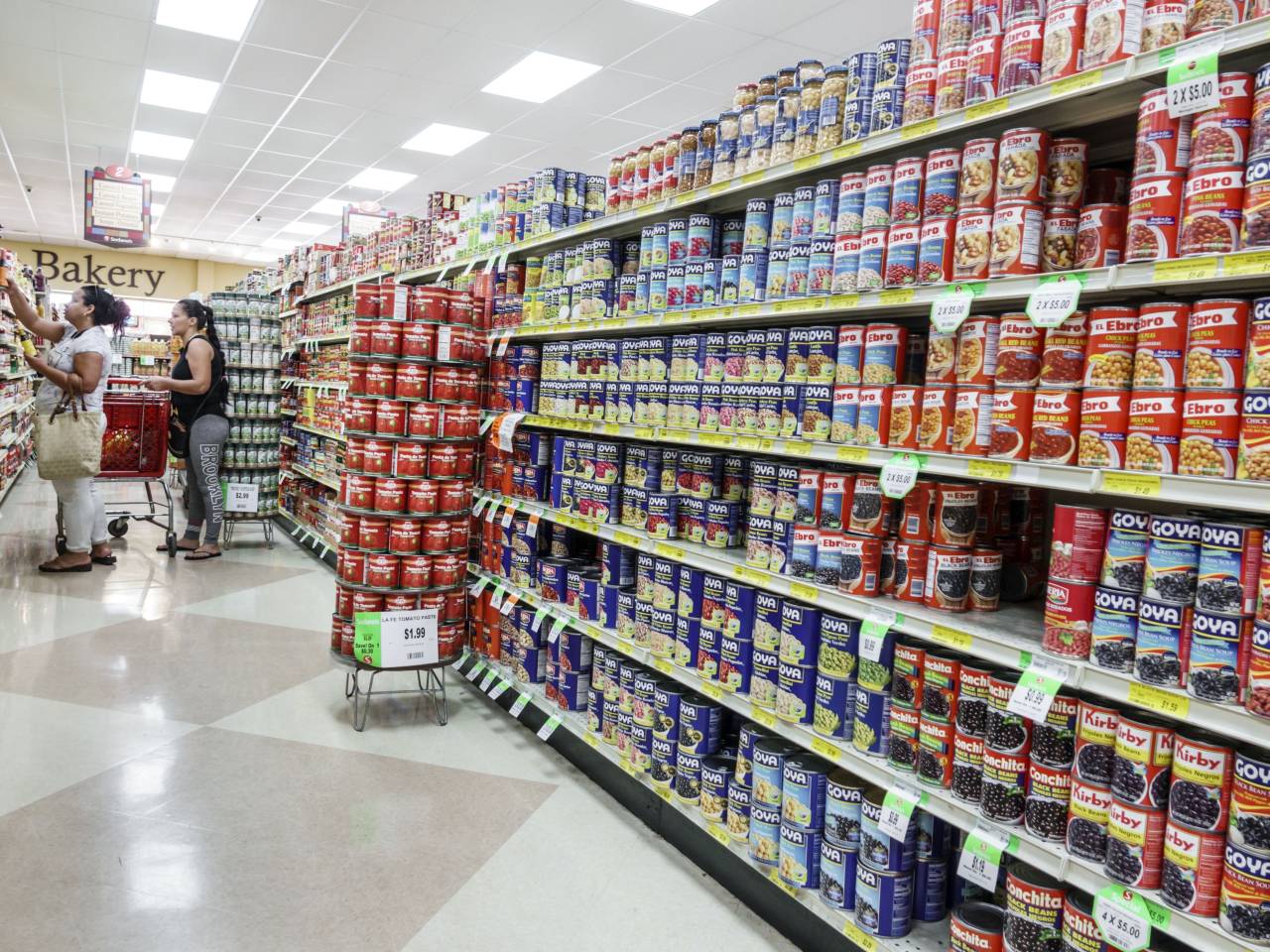 CAnned food grocery aisle.