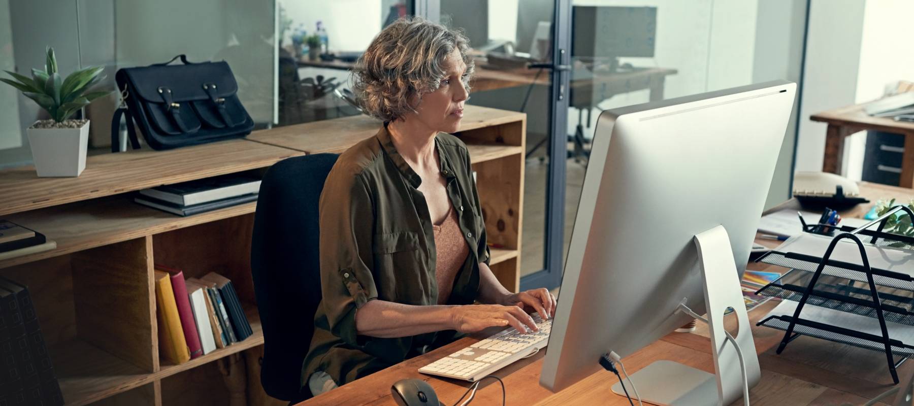 Woman working in her office