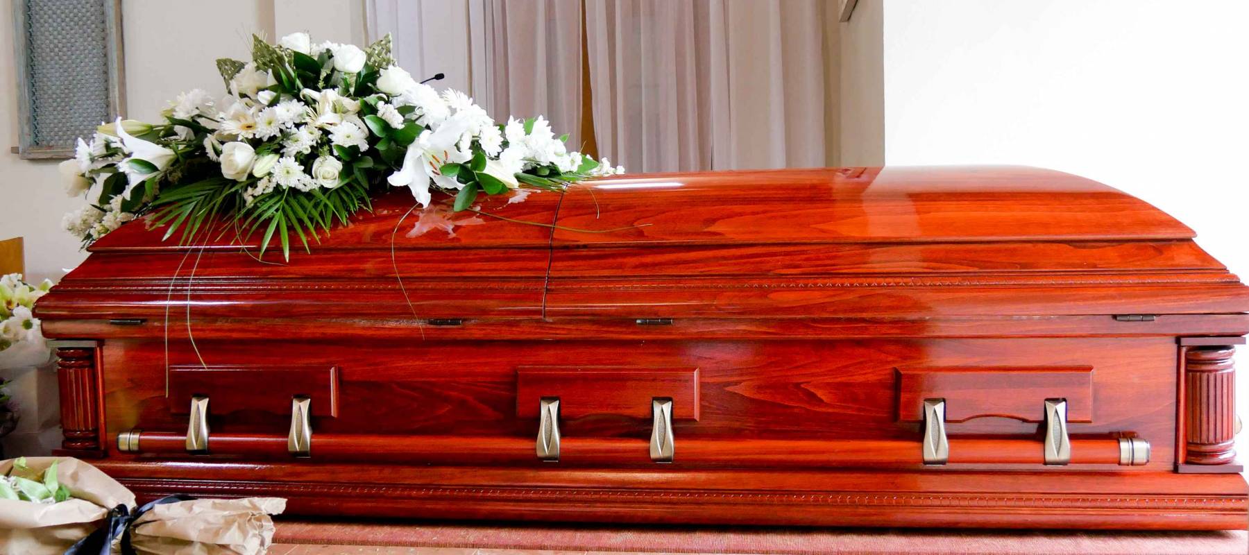 closeup shot of a colorful casket