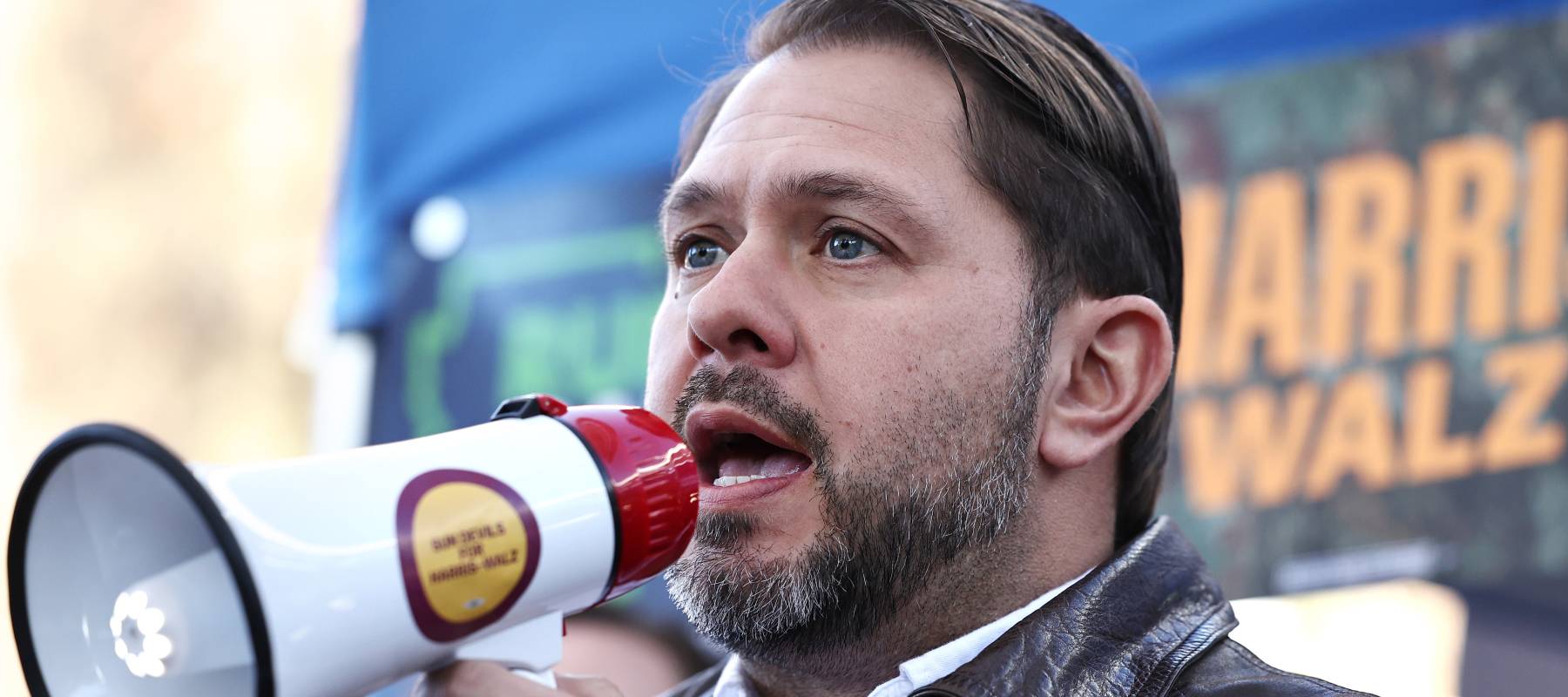 U.S. senate candidate Rep. Ruben Gallego speaks at a Harris-Walz rally at Arizona State University in Tempe, Arizona, Nov. 4, 2024.
