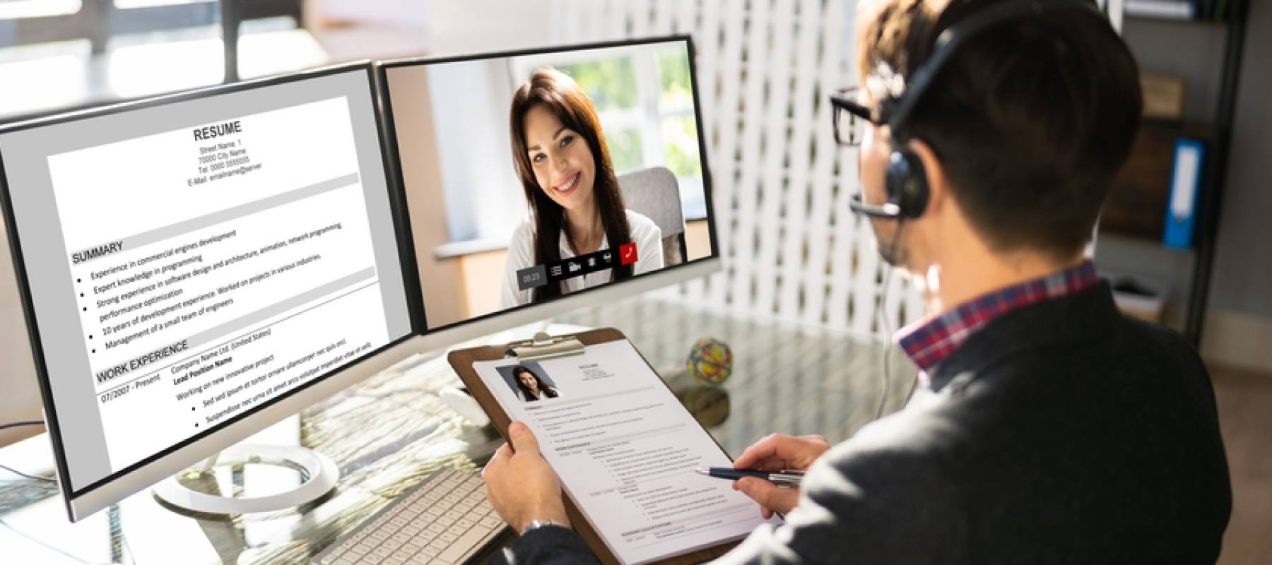 Woman in a hiring interview.