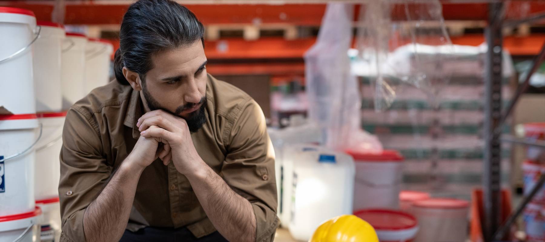 Young male worker having a rest.