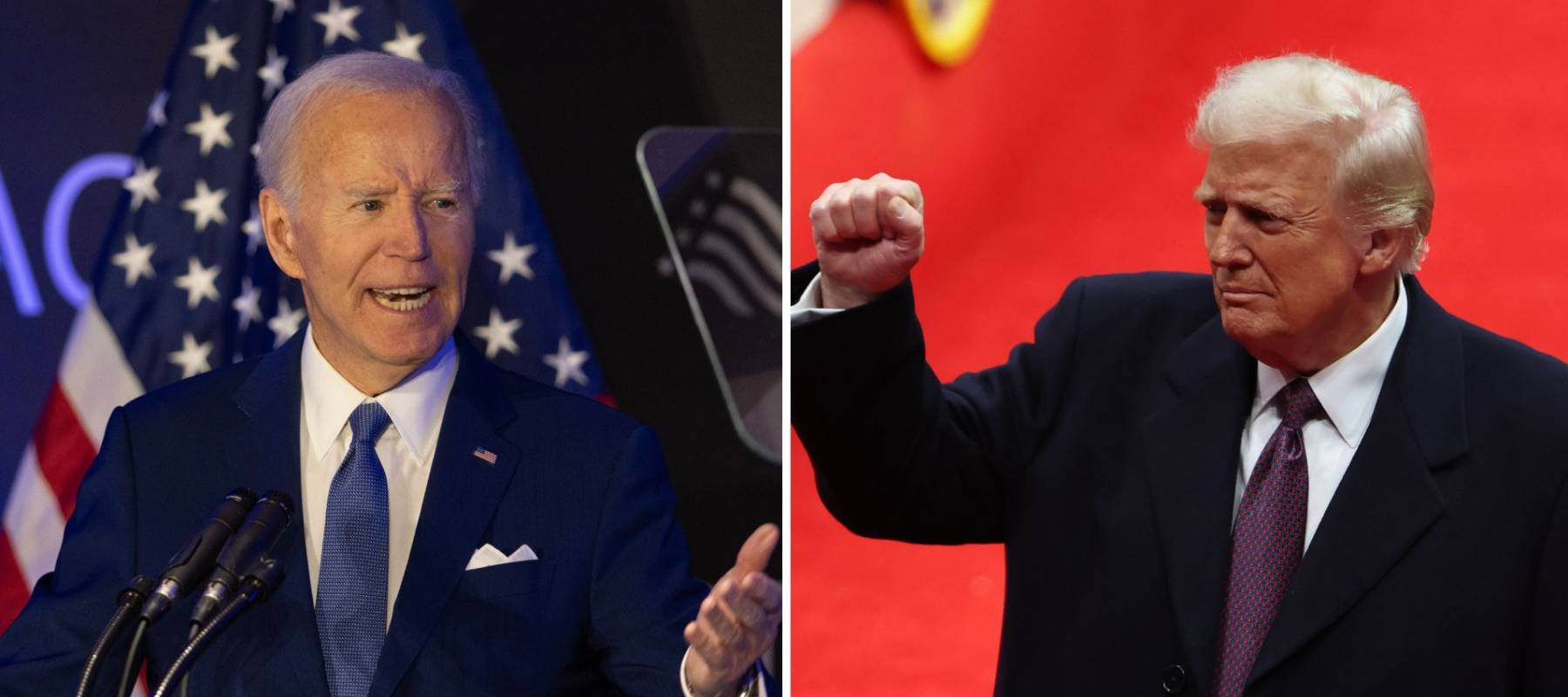 A composite of former President of the United States Joe Biden and Current President Donald Trump at different events