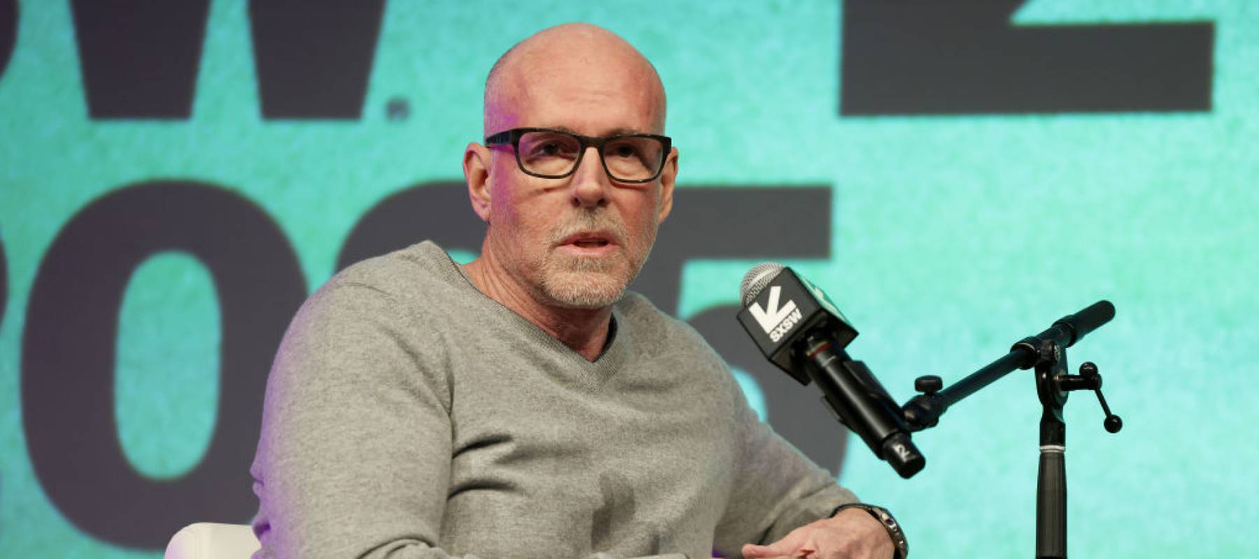 Scott Galloway speaks at the Prof G Markets live podcast at the Vox Media Podcast Stage