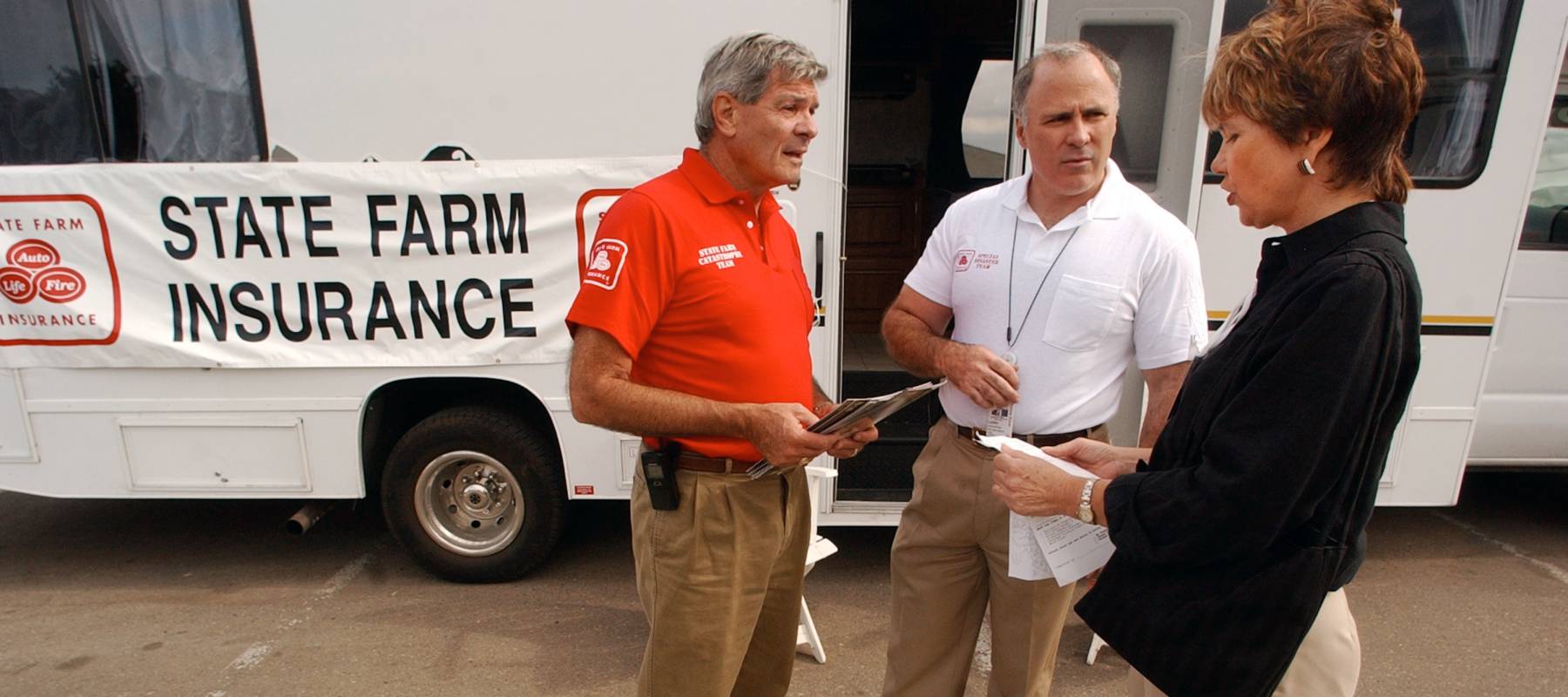 California woman discusses a wildfire insurance claim with State Farm