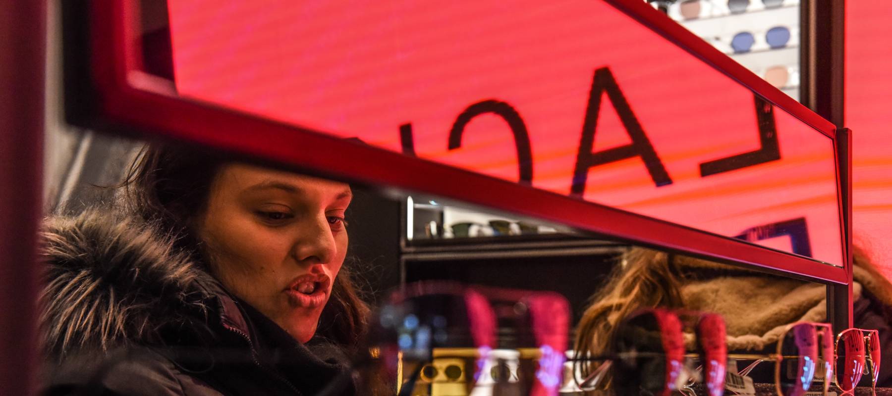 Woman shopping for beauty products