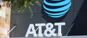 Close up of the signage of AT&T store