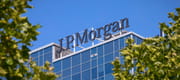 J.P. Morgan logotype on the top of office building