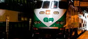 The first GO Transit MP40 locomotive arrives at the platform in Toronto, Tuesday, Jan. 15, 2008. All GO Transit trains are reporting a network-wide system failure. 