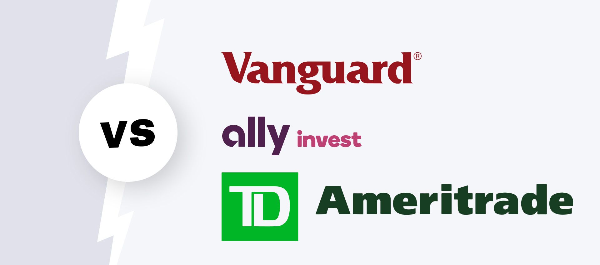Vanguard vs. Ally invest vs. TD Ameritrade logos