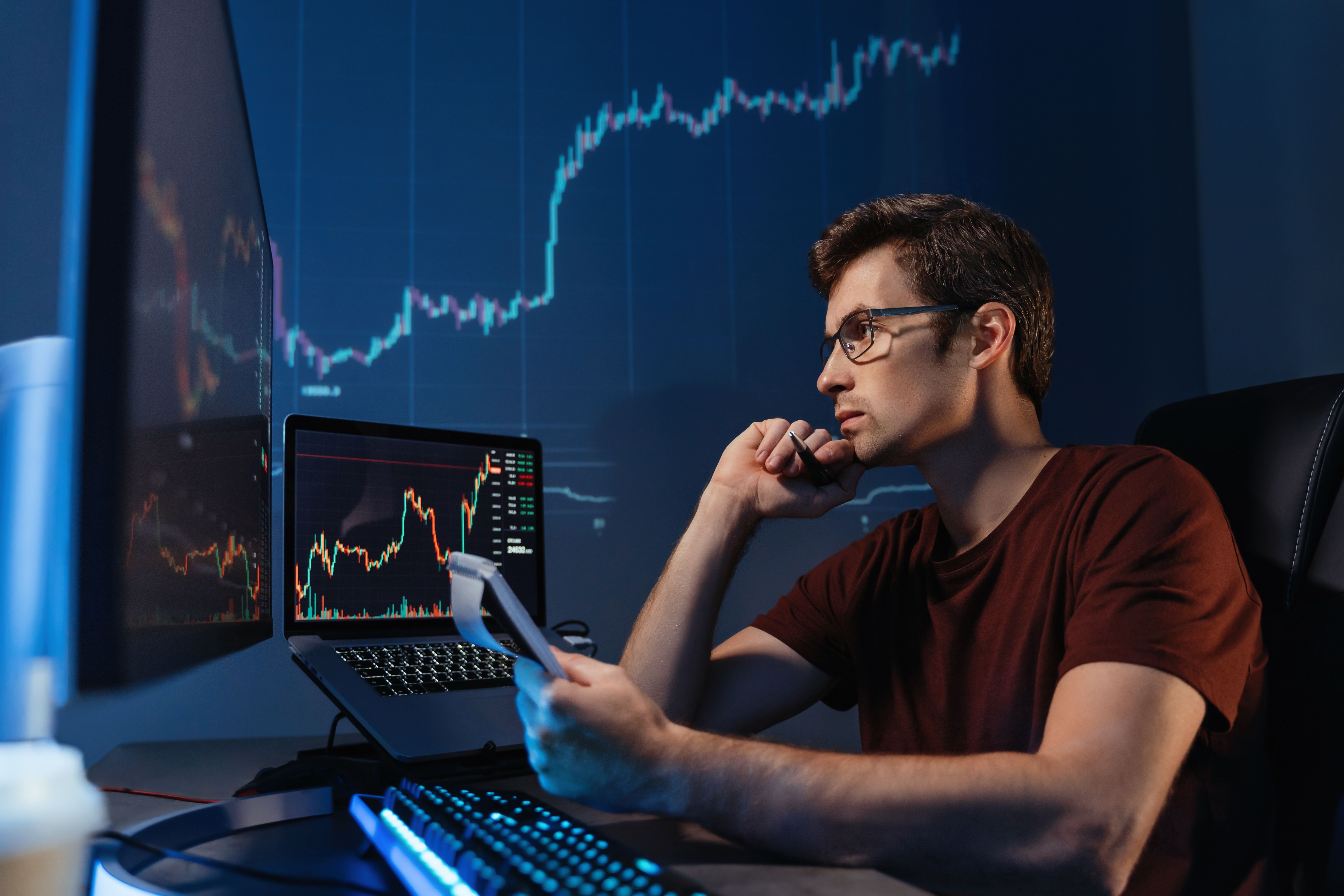 Man looking at his crypto investments