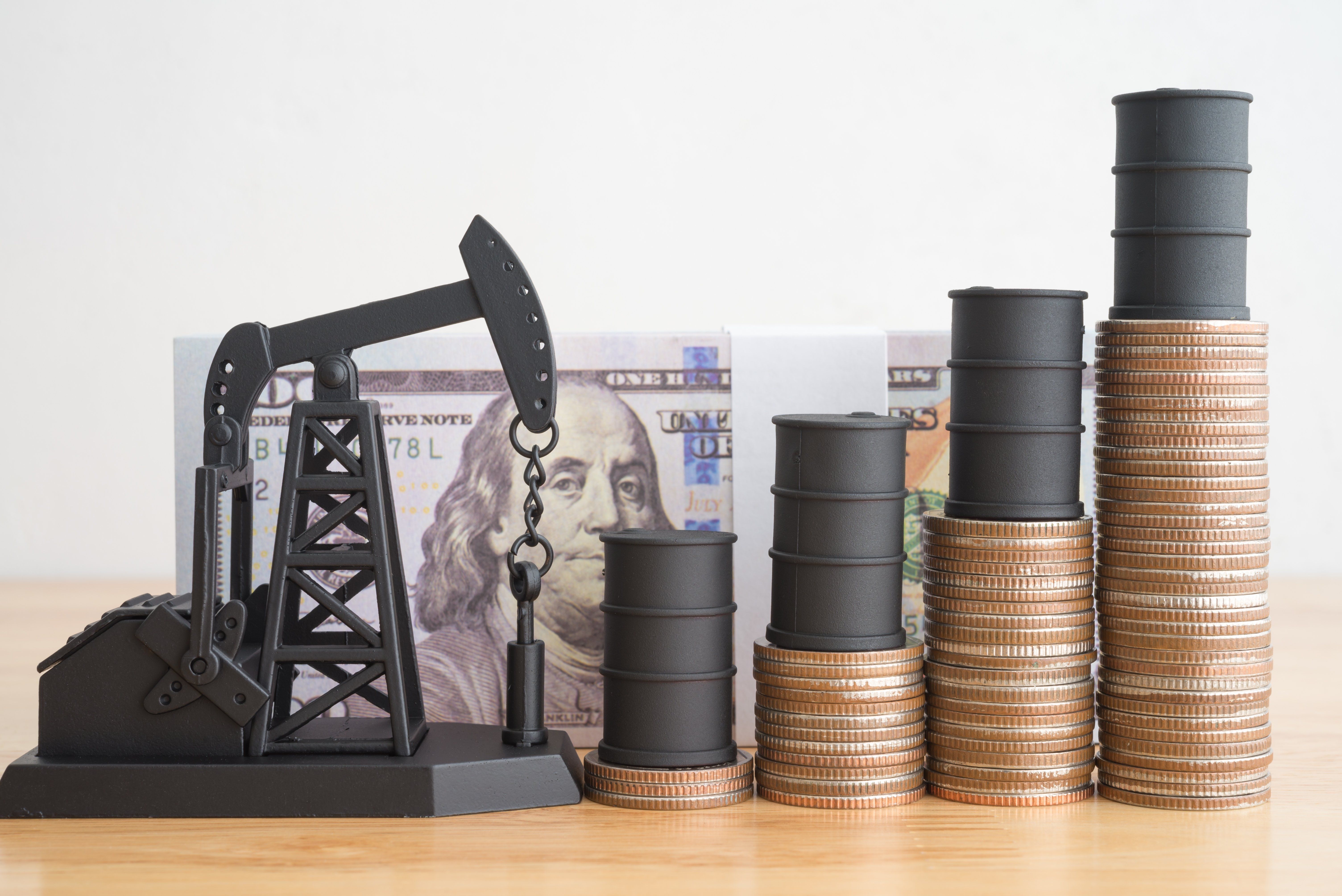 Crude oil prices increased as growing economy resulted in global petroleum demand rising faster than petroleum supply. Concept of crude oil production, petroleum industry or petrodollar, world economy