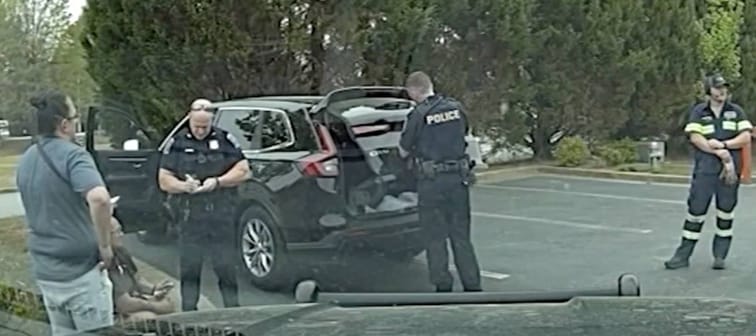 Noelle Wilson and her partner were pulled over by police for having the wrong license plate on their car rental.