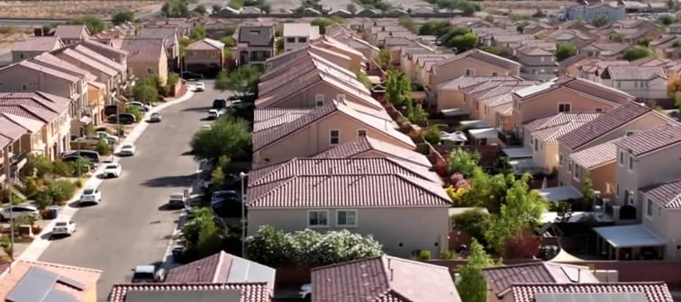 Overhead picture of residential neighborhood.