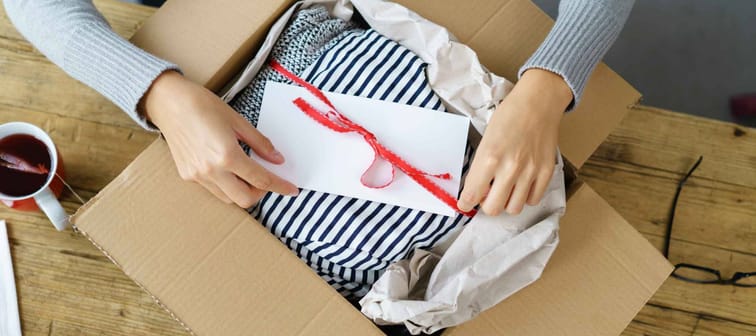 Woman packaging an eBay product
