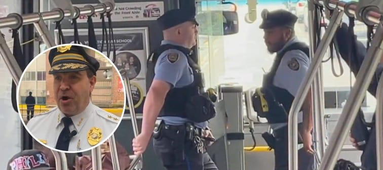 SEPTA's officers enforcing fare payments on local bus.
