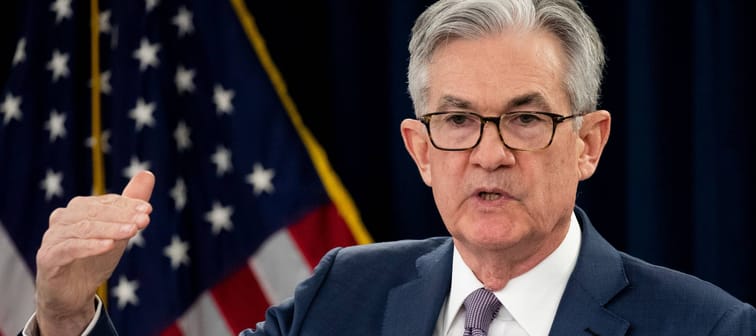 US Federal Reserve Chairman Jerome Powell holds a news conference on an emergency interest rate cut, in Washington, DC, USA, 03 March 2020.
