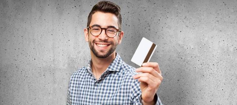 man holding a credit card