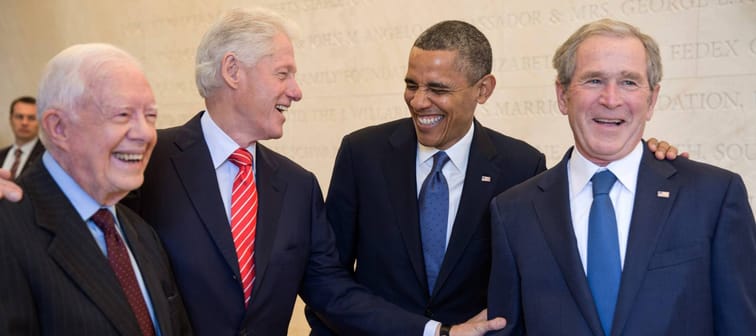 Former presidents Jimmy Carter, Bill Clinton, Barack Obama and George W. Bush