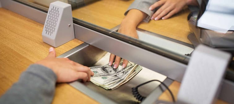 Withdrawing money at the bank