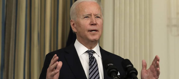 President Joe Biden speaking at the White House, March 15, 2021