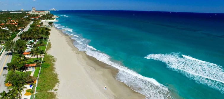 Coastline of Palm Beach, aerial view of Florida.