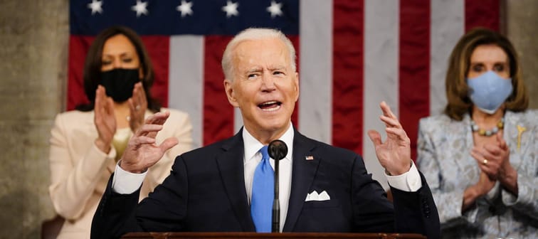 President Joe Biden addresses a joint session of Congress, April 28, 2021.