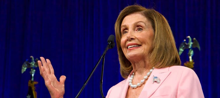 Speaker of the House, Nancy Pelosi, speaking at the Democratic National Convention Summer Meeting in San Francisco, California.